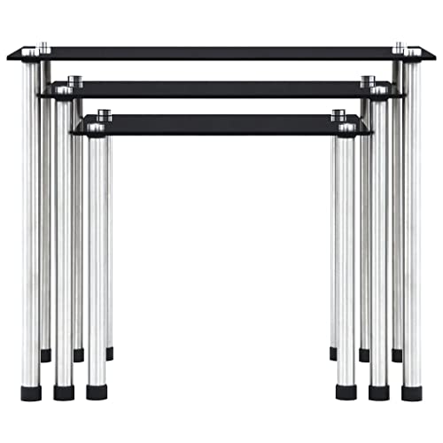 Eleganz Satztische 3 STK. Schwarz Hartglas mit Aluminiumrahmen - Moderner Wohnzimmer-Tischset, langlebig & pflegeleicht - Ideal für kleine Räume Eleganz Satztische 3 STK. Schwarz Hartglas mit Aluminiumrahmen - Moderner Wohnzimmer-Tischset, langlebig & pflegeleicht - Ideal für kleine Räume von Eleganz