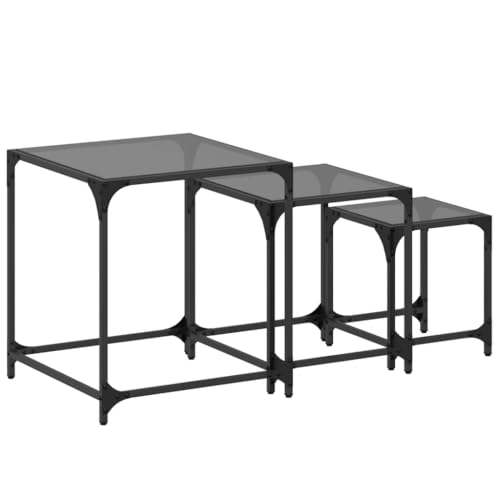 Eleganz Satztische 3 STK. mit Glasplatte - Moderner Tischset aus Holzwerkstoffen, Stahl und Glas - Ideal für Wohnzimmer oder Essbereich - Stilvoll und langlebig Eleganz Satztische 3 STK. mit Glasplatte - Moderner Tischset aus Holzwerkstoffen, Stahl und Glas - Ideal für Wohnzimmer oder Essbereich - Stilvoll und langlebig von Eleganz