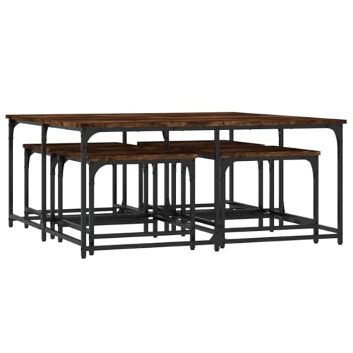 Eleganz Satztische 5 STK. Räuchereiche Holzwerkstoff - Modernes Tischset aus Holzwerkstoff und Metall für Wohnzimmer, Esszimmer oder Büro - Langlebig und stilvoll Eleganz Satztische 5 STK. Räuchereiche Holzwerkstoff - Modernes Tischset aus Holzwerkstoff und Metall für Wohnzimmer, Esszimmer oder Büro - Langlebig und stilvoll von Eleganz