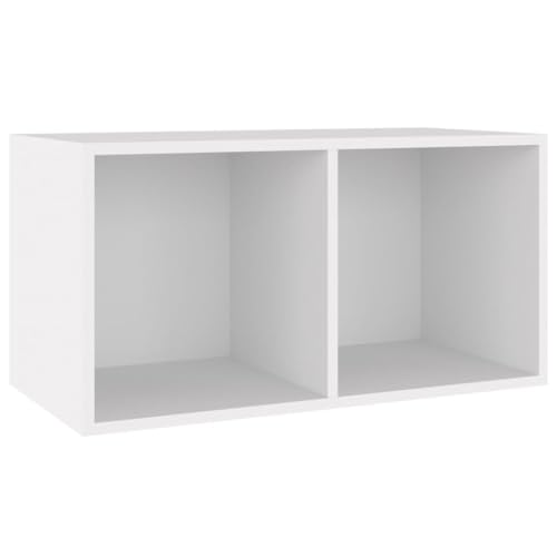 Eleganz Schallplatten-Aufbewahrungsbox aus Holzwerkstoff - Weiß 71x34x36 cm - Stabile Regalsysteme für Vinyl-Liebhaber - Platzsparende Lösung für kleine Wohnungen von Eleganz