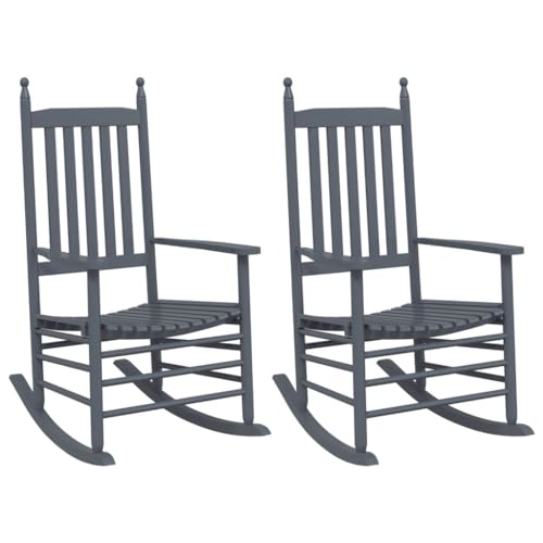 Eleganz Schaukelstühle aus Pappelholz 2er Set Grau – Bequeme Ottomane für Garten und Balkon, Langlebig & Wetterfest von Eleganz