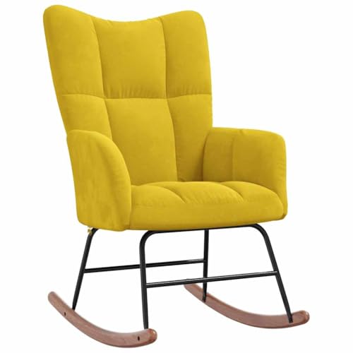 Eleganz Schaukelstuhl Ottoman Senfgelb – Bequemer Samt-Schaukelstuhl für Wohnzimmer & Balkon, Platzsparend & Gemütlich, Ideal für kleine Räume von Eleganz