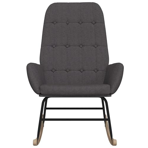 Eleganz Schaukelstuhl aus Stoff für Garten und Balkon – Dunkelgraue Schaukel mit Metallrahmen, robustem Kautschukholz und Sperrholz – Bequem und langlebig von Eleganz