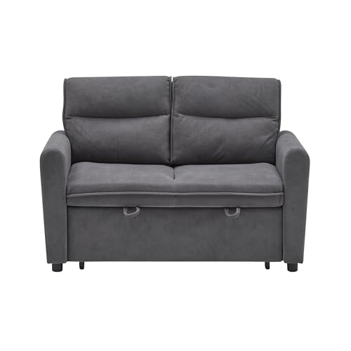 Eleganz Schlafsofa 2-Sitzer Sofa mit Schlaffunktion: Klappbares Schlafsofa mit Ausziehfunktion, Verstellbare Rückenlehne für Wohnzimmer, Grau 127 x 90 x 87 cm von Eleganz