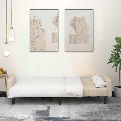 Eleganz Schlafsofa 2-Sitzer aus cremefarbenem Samt - Futon mit Stauraum für Wohnzimmer oder Schlafzimmer - Bequem & platzsparend Eleganz Schlafsofa 2-Sitzer aus cremefarbenem Samt - Futon mit Stauraum für Wohnzimmer oder Schlafzimmer - Bequem & platzsparend von Eleganz