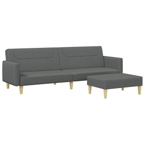 Eleganz Schlafsofa 2-Sitzer mit Fußhocker Dunkelgrau Stoff – Modernes Futon für Wohnzimmer & Gastbereich, Platzsparend & Bequem – Ideal für kleine Wohnungen & Gäste von Eleganz