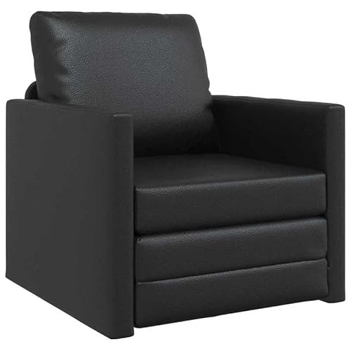 Eleganz Schlafsofa aus Kunstleder Schwarz 74x77x81 cm - Modernes Sofa mit Kissen für Wohnzimmer & Gästezimmer - Bequem & Platzsparend von Eleganz