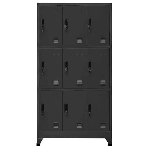 Eleganz Schließfachschrank Anthrazit 90x45x180 cm - Stahlschrank für Wohnzimmer oder Büro, robust & sicher mit Mehreren Fächern, platzsparend für kleine Räume von Eleganz