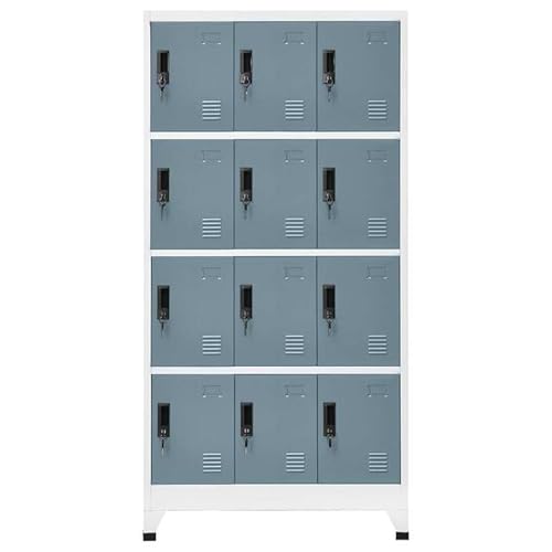 Eleganz Schließfachschrank Hellgrau/Dunkelgrau 90x45x180 cm - Stahlschrank für Wohnzimmer, Büro oder Flur - Stabile Aufbewahrungslösung mit modernem Design von Eleganz