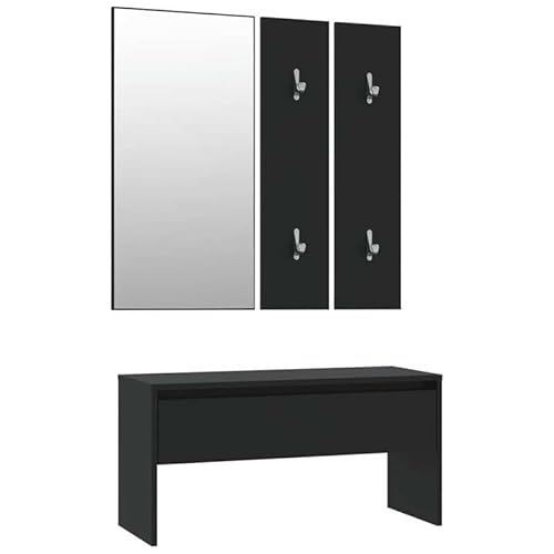 Eleganz Schminktischhocker aus Holzwerkstoff & Acryl – Moderner Garderoben-Set in Schwarz – Stilvoll & Stabil für Schlafzimmer & Wohnbereich von Eleganz