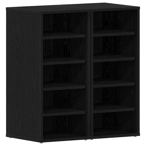 Eleganz Schuhschrank 2-teilig aus Holzwerkstoff in schwarzer Eiche | 32 x 35 x 70 cm | platzsparend für Flur oder Eingangsbereich | stabile Schuhregal für Ordnung | modernes Design von Eleganz