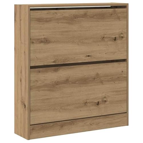 Eleganz Schuhschrank aus Holzwerkstoff für Flur & Eingangsbereich | Moderne Räuchereiche Optik | 80 x 21 x 87.5 cm | Stabile Ablagefächer für bis zu 12 Paar Schuhe | Platzsparend & langlebig von Eleganz