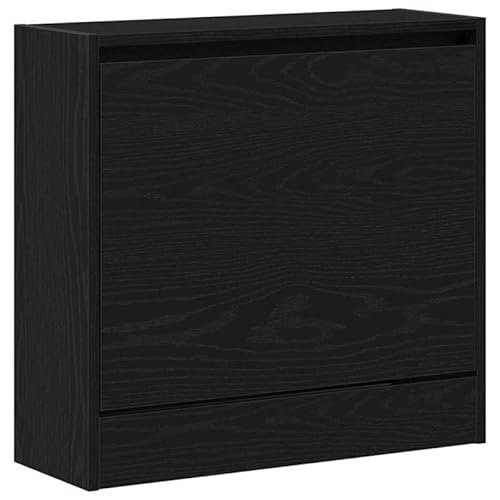 Eleganz Schuhschrank aus Holzwerkstoff in schwarzer Eiche | 60 x 21 x 57 cm | Stabile Ablagefläche für Schuhe | Ideal für Flur, Eingangsbereich & Kleiderschrank | Platzsparend & langlebig von Eleganz
