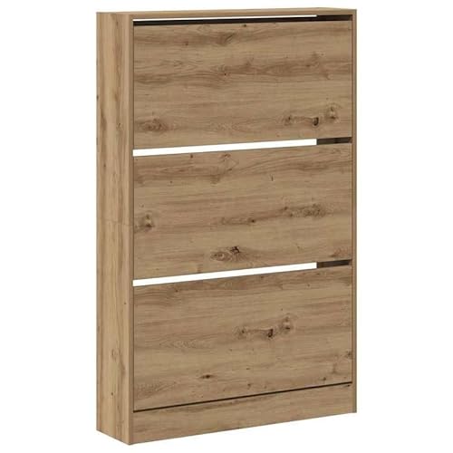Eleganz Schuhschrank aus Holzwerkstoff mit Stauraum | Platzsparend für Flur & Eingangsbereich | Handwerklich verarbeitet in Eiche-Optik | 80 x 21 x 125.5 cm von Eleganz