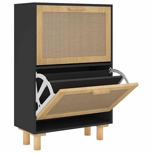 Eleganz Schuhschrank aus Holzwerkstoff & Natur-Rattan 52x25x80 cm - Massives Kiefernholz, Stauraum für Schuhe, platzsparend für kleine Räume Eleganz Schuhschrank aus Holzwerkstoff & Natur-Rattan 52x25x80 cm - Massives Kiefernholz, Stauraum für Schuhe, platzsparend für kleine Räume von Eleganz