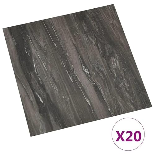 Eleganz Selbstklebende PVC-Fliesen 20 STK. (1,86 m²) Dunkelgrau - Teppichboden für Wohnzimmer, Küche & Balkon - rutschfest, pflegeleicht & langlebig von Eleganz