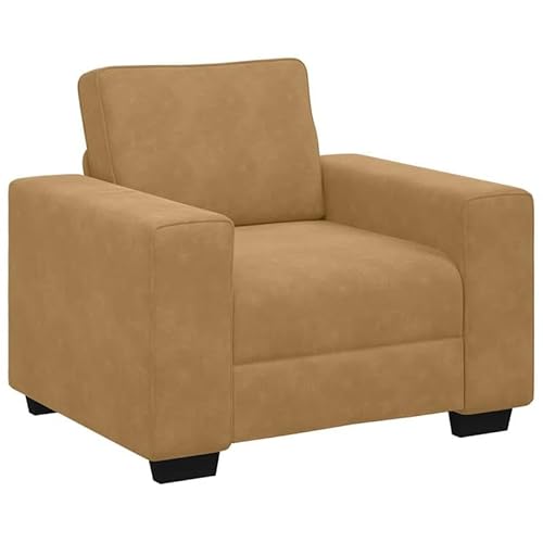 Eleganz Sessel Braun 60 cm Samt - Bequemer Velours-Sessel mit Metallgestell für Wohnzimmer & Büro - Moderner Sitzsack mit Stahlrahmen & Sperrholz von Eleganz