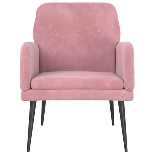 Eleganz Sessel Rosa aus Samt (100% Polyester) mit Metallgestell & Sperrholz – Bequemer Sessel für Wohnzimmer, Schlafzimmer oder Büro – Stilvolles & gemütliches Design von Eleganz