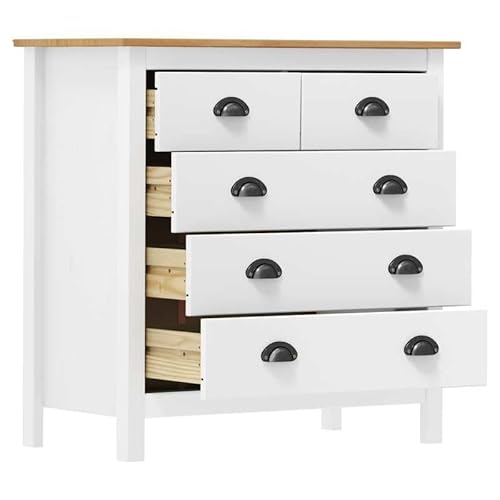 Eleganz Sideboard Hill Weiß | Wohnzimmermöbel aus Massivholz Kiefer | 79x40x80 cm | Stilvolles Stauraummöbel für Wohnzimmer | Langlebig & Natürlich von Eleganz