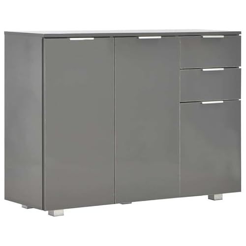 Eleganz Sideboard Hochglanz-Grau 107x35x80,5 cm – Modernes Wohnzimmermöbel-Set mit Hochglanzfront, Stauraum-Lösung für Kleine Wohnungen & Familien von Eleganz