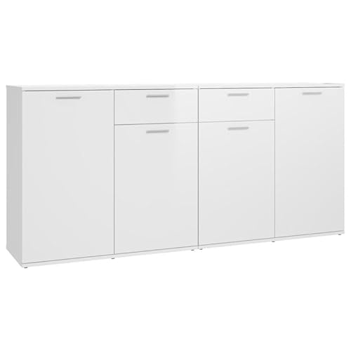 Eleganz Sideboard Hochglanz-Weiß 160x36x75 cm | Wohnzimmermöbel aus Holzwerkstoff | Modernes TV-Möbel mit Stauraum | Für Wohnzimmer & Flur von Eleganz
