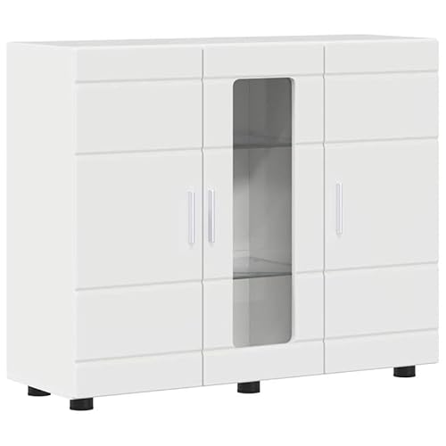 Eleganz Sideboard Hochglanz-Weiß 55.5 x 29 x 100 cm | Modernes Wohnzimmer Sideboard aus Holzwerkstoff | Stauraum Lösung für kleine Räume | Schlankes Design Eleganz Sideboard Hochglanz-Weiß 55.5 x 29 x 100 cm | Modernes Wohnzimmer Sideboard aus Holzwerkstoff | Stauraum Lösung für kleine Räume | Schlankes Design von Eleganz