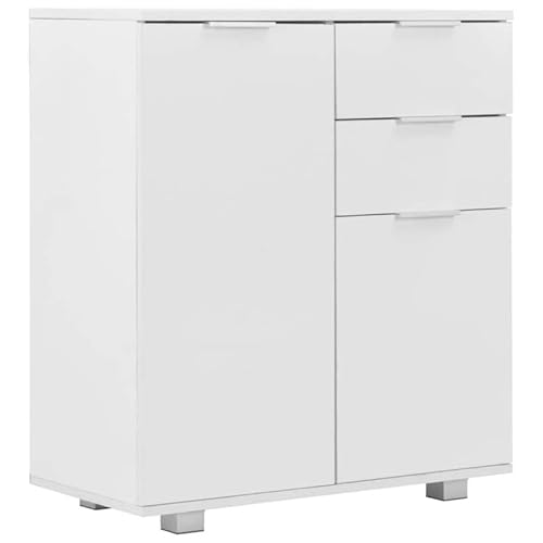 Eleganz Sideboard Hochglanz-Weiß 71x35x80 cm | Modernes Wohnzimmermöbel-Set aus Holzwerkstoff | Hochglanz-Finish | Stauraum-Lösung für kleine Räume von Eleganz