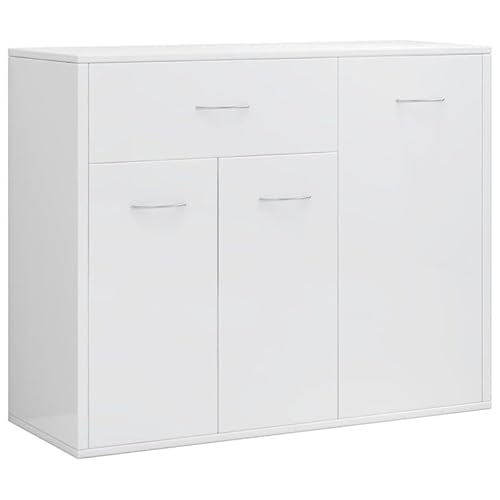 Eleganz Sideboard Hochglanz-Weiß 88x30x70 cm aus Holzwerkstoff - Modernes Wohnzimmermöbel mit Stauraum für kleine Räume von Eleganz
