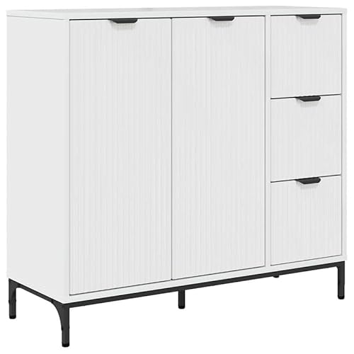 Eleganz Sideboard Hochglanz-Weiß 89,5 x 33 x 82 cm aus Holzwerkstoff - Modernes Wohnzimmermöbel für kleine Räume - Stauraumlösung mit stilvollem Design von Eleganz