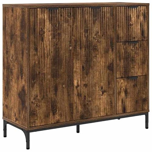 Eleganz Sideboard Räuchereiche 89,5 x 33 x 82 cm - Modernes Wohnzimmermöbel aus Holzwerkstoff - Stilvolles Sideboard für Wohnzimmer & Esszimmer - Platzsparend & Langlebig von Eleganz
