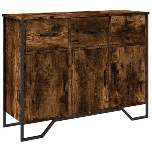 Eleganz Sideboard Räuchereiche 97x32,5x74,5 cm - Modernes Wohnzimmermöbel aus Holzwerkstoff, Stauraumlösung für kleine Räume & minimalistisches Design von Eleganz