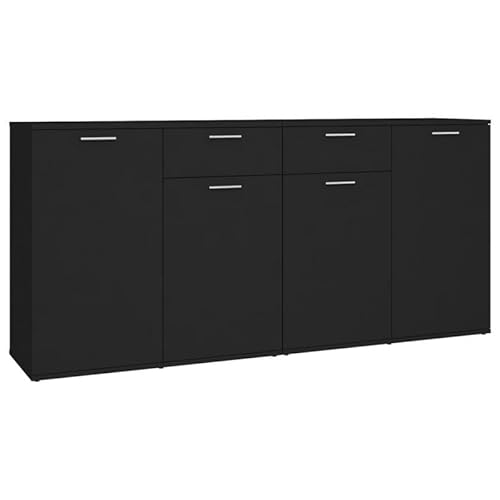 Eleganz Sideboard Schwarz 160x36x75 cm aus Holzwerkstoff - Modernes Wohnzimmermöbel-Set mit Stauraum für Kleine Räume von Eleganz