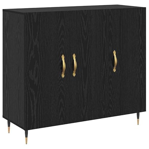 Eleganz Sideboard Schwarz 90 cm - Modernes Wohnzimmerschrank aus Holzwerkstoff - Stauraum Lösung für kleine Räume - Hochglanz Front von Eleganz
