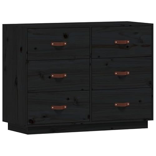 Eleganz Sideboard Schwarz aus Massivholz Kiefer 100x40x75 cm - Modernes Wohnzimmermöbel für Stauraum & Stil | Langlebig & Natürlich von Eleganz