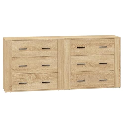 Eleganz Sideboard Set 2 STK. aus Sonoma-Eiche Holzwerkstoff - Wohnzimmermöbel-Set für modernes Wohnen | Langlebig & Stilvoll | Perfekt für kleine Räume von Eleganz