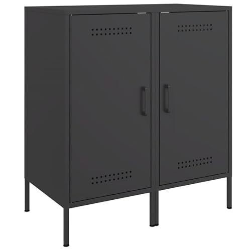 Eleganz Sideboard Set 2 Stück Schwarz | Wohnzimmermöbel aus Stahl | Modern & Langlebig | Platzsparend für kleine Räume | 36x39x79 cm von Eleganz