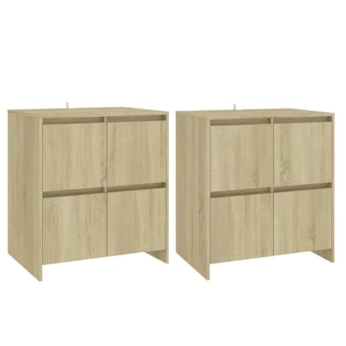 Eleganz Sideboard Set 2 Stück Sonoma-Eiche Wohnzimmermöbel-Sets 70x41x75 cm - Modernes TV-Schrank Komplettset für Wohnzimmer mit Stauraum | Stilvolles Holzwerkstoff Design für Kleine Räume von Eleganz