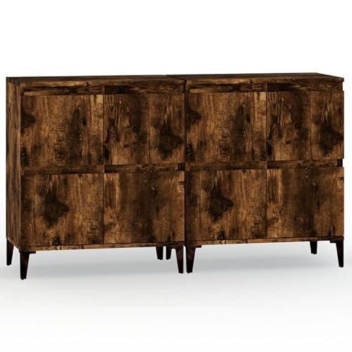 Eleganz Sideboard-Set 2-TLG. aus Räuchereiche & Metall | Wohnzimmermöbel aus Holzwerkstoff 60x35x70 cm | Stilvoll & Platzsparend von Eleganz