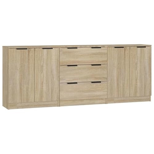 Eleganz Sideboard Set 3-TLG. aus Holzwerkstoff in Sonoma Eiche-Optik - Wohnzimmermöbel-Set mit Stauraum für Wohnzimmer, Esszimmer oder Flur - modernes Design & langlebig Eleganz Sideboard Set 3-TLG. aus Holzwerkstoff in Sonoma Eiche-Optik - Wohnzimmermöbel-Set mit Stauraum für Wohnzimmer, Esszimmer oder Flur - modernes Design & langlebig von Eleganz