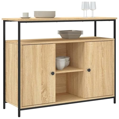 Eleganz Sideboard Sonoma-Eiche 100x35x80 cm - Wohnzimmermöbel aus Holzwerkstoff & Stahl - Modernes Sideboard mit Stauraum für Wohnzimmer, Esszimmer oder Flur - Stabiles und langlebiges Design Eleganz Sideboard Sonoma-Eiche 100x35x80 cm - Wohnzimmermöbel aus Holzwerkstoff & Stahl - Modernes Sideboard mit Stauraum für Wohnzimmer, Esszimmer oder Flur - Stabiles und langlebiges Design von Eleganz