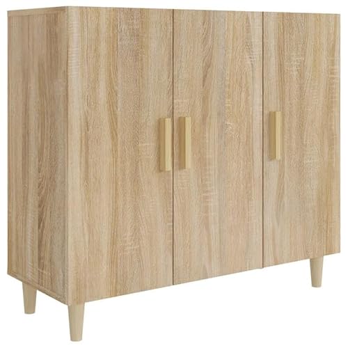 Eleganz Sideboard Sonoma-Eiche 90x34x80 cm aus Holzwerkstoff - Modernes Wohnzimmermöbel-Set mit Stauraum für kleine Räume von Eleganz