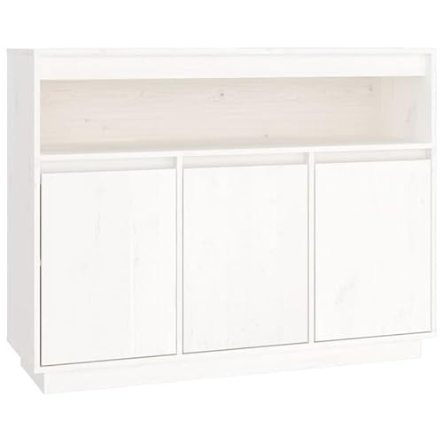 Eleganz Sideboard Weiß | Wohnzimmermöbel aus Massivholz Kiefer | 104,5x34x80 cm | Stilvolles & Langlebiges Schrankmöbel für Wohnzimmer | Ideal für Moderne Einrichtungen von Eleganz
