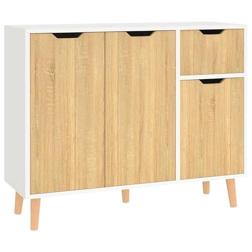 Eleganz Sideboard Weiß & Sonoma-Eiche | 90x30x72 cm | Wohnzimmermöbel-Set aus Holzwerkstoff | Modern & Stilvoll | Perfekte Aufbewahrung für Ihr Wohnzimmer Eleganz Sideboard Weiß & Sonoma-Eiche | 90x30x72 cm | Wohnzimmermöbel-Set aus Holzwerkstoff | Modern & Stilvoll | Perfekte Aufbewahrung für Ihr Wohnzimmer von Eleganz