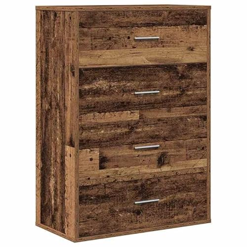 Eleganz Sideboard aus Holzwerkstoff mit Schubladen - Wohnzimmermöbel-Set im Landhausstil, 60 x 31 x 84 cm, Altholz-Optik, praktische Aufbewahrungslösung von Eleganz