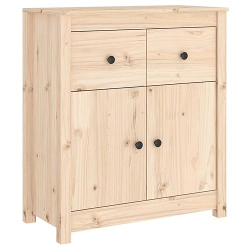 Eleganz Sideboard aus Massivholz Kiefer (unbehandelt) 70x35x80 cm - Wohnzimmermöbel-Set | Natürliches Design für Moderne Einrichtung | Stabile Aufbewahrungslösung von Eleganz