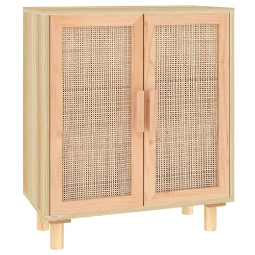 Eleganz Sideboard aus Massivholz Kiefer und Natur-Rattan 60x30x70 cm - Wohnzimmermöbel-Sets für Moderne Einrichtung | Langlebig & Stilvoll von Eleganz