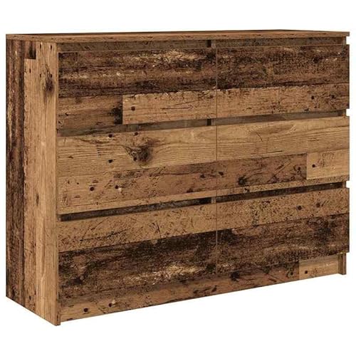 Eleganz Sideboard im Altholz-Look 100x35x76 cm - Wohnzimmermöbel-Set aus Holzwerkstoff, rustikales Design für Moderne & ländliche Einrichtung von Eleganz