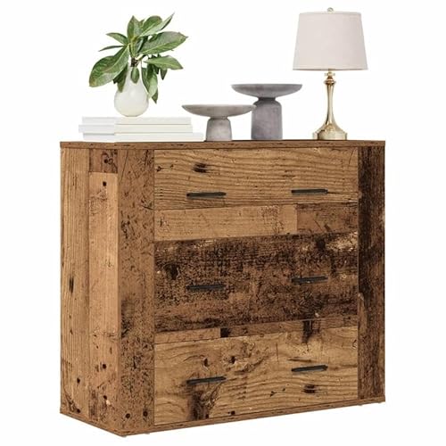 Eleganz Sideboard im Altholz-Look 80x33x70 cm für Wohnzimmer | Stilmöbel aus Holzwerkstoff | Rustikale Optik & Stauraum-Lösung | Modernes Wohnzimmermöbel-Set von Eleganz
