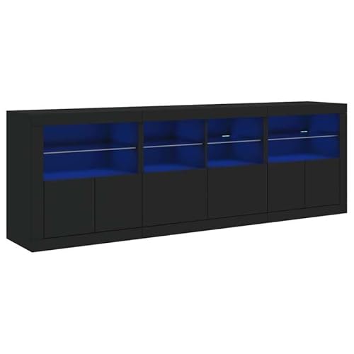 Eleganz Sideboard mit -Beleuchtung - Modernes Wohnzimmermöbel in Schwarz (202x37x67 cm) - Stauraum Lösung mit stilvoller Beleuchtung für Wohnzimmer & Esszimmer von Eleganz