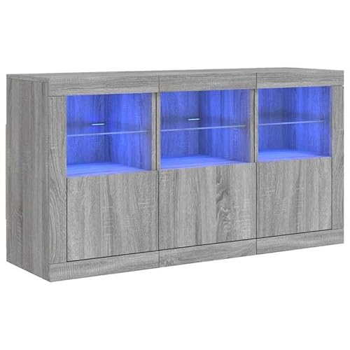 Eleganz Sideboard mit -Leuchten Grau - Modernes Wohnzimmermöbel Set für Wohnzimmer & Esszimmer - Stauraum Lösung mit Beleuchtung - 123x37x67 cm Eleganz Sideboard mit -Leuchten Grau - Modernes Wohnzimmermöbel Set für Wohnzimmer & Esszimmer - Stauraum Lösung mit Beleuchtung - 123x37x67 cm von Eleganz